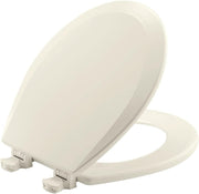 Biscuit Round Toilet Seat | Durable Wood, Easy Clean Twist Lock Hinges