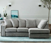 Light Grey Corner Sofa 3-4 Seater Right Hand ✨ Studded Arms, L Shape Comfort