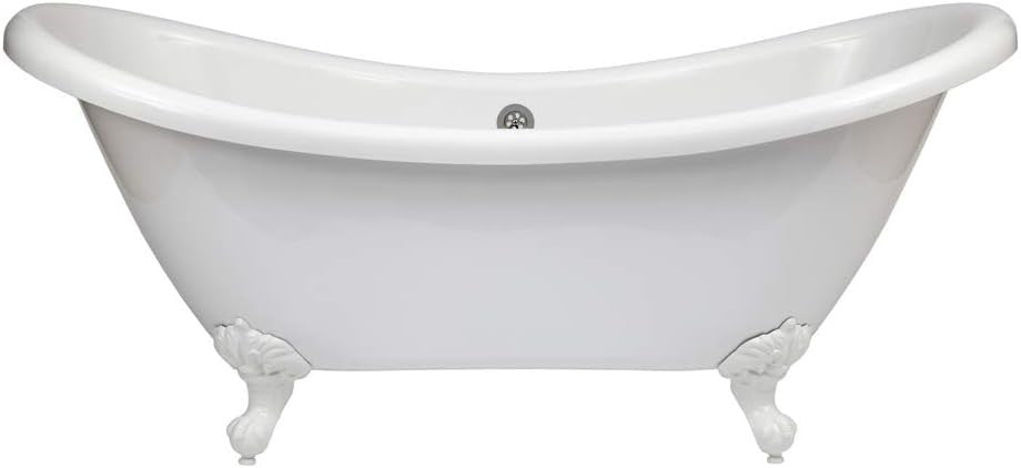 White Double Ended Freestanding Slipper Bath 1750x730mm White Claw Feet