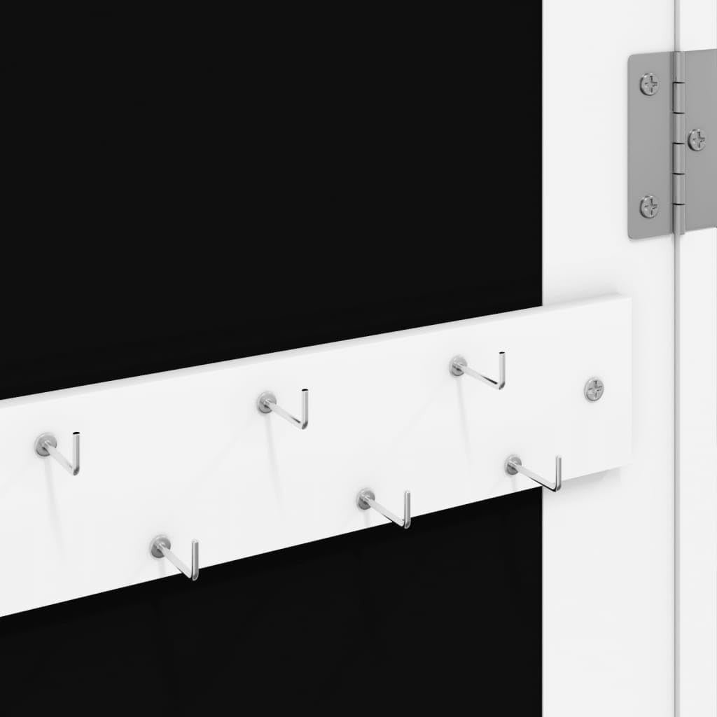 Tall Wall Mounted Jewelry Cabinet Mirror Lockable Slim Storage White