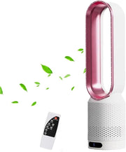Bladeless Tower Fan 2-in-1 Air Purifier 8-Speed LED Touch Remote Control Pink