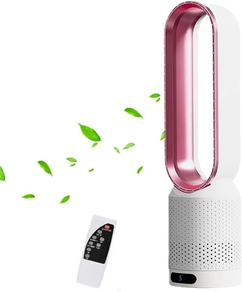 Bladeless Tower Fan 2-in-1 Air Purifier 8-Speed LED Touch Remote Control Pink
