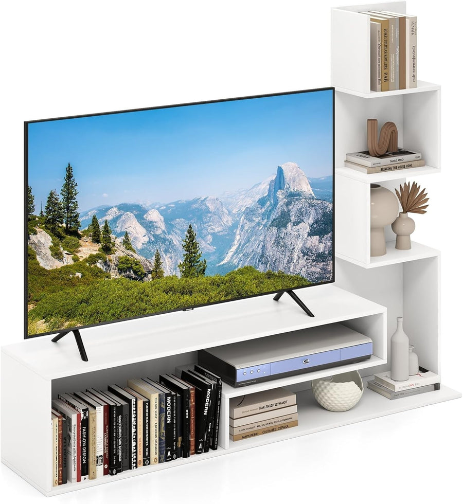 Modern L-Shaped TV Stand up to 50" with Storage Shelves & Open Compartments