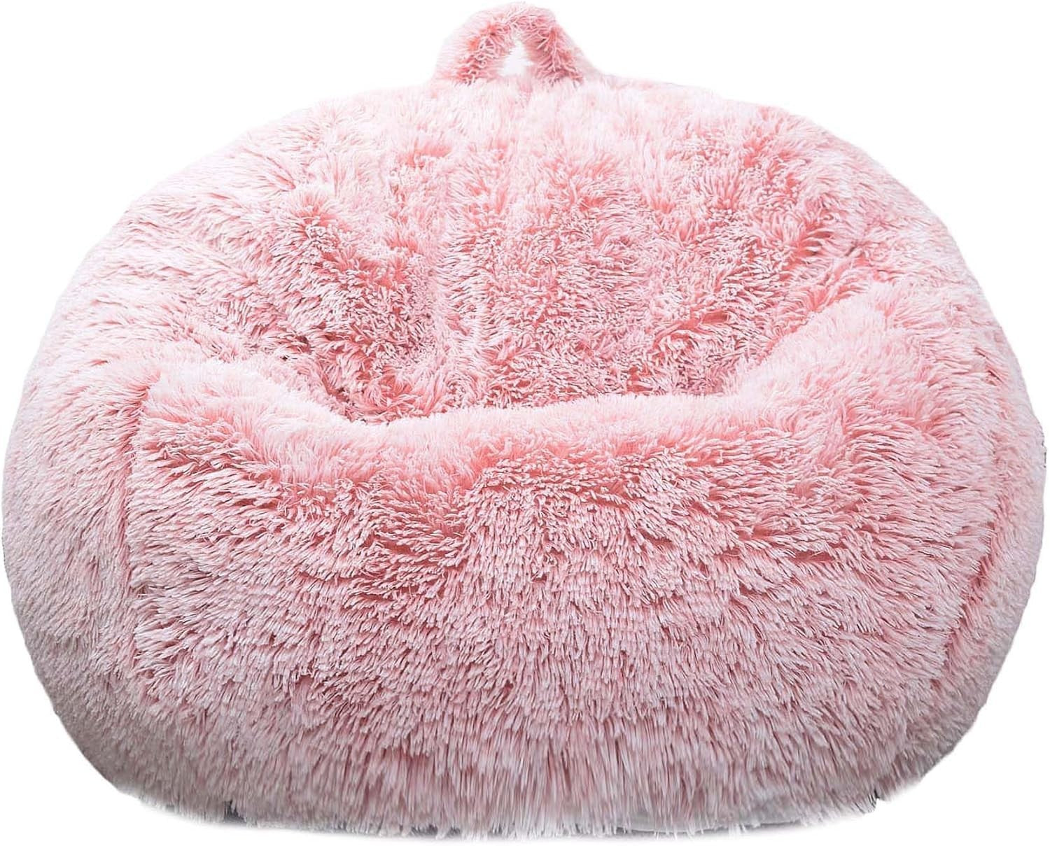 Plush Fluffy Bean Bag Cover for Stuffed Toys Storage Kids Teens Adults Pink