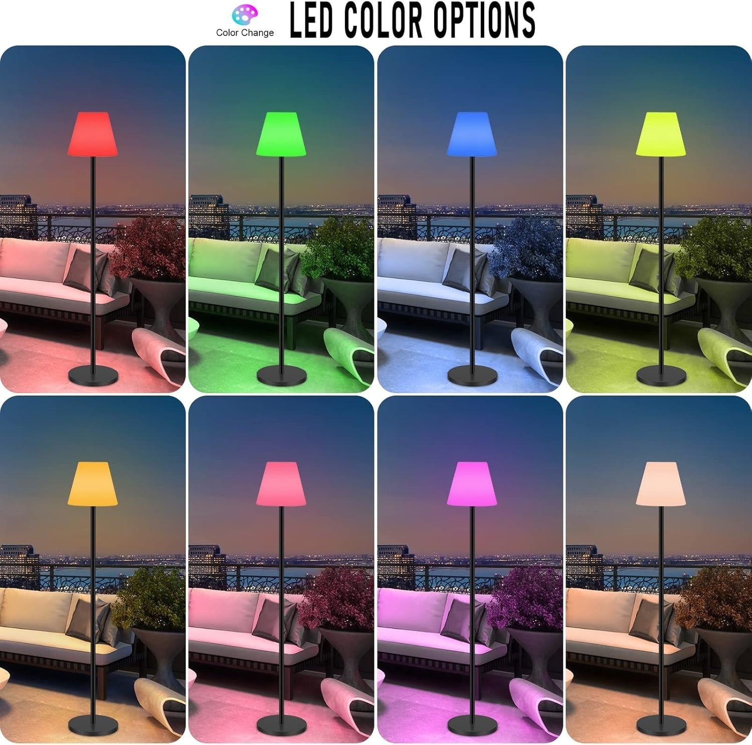 Waterproof Solar LED Floor Lamp Outdoor RGB Remote Control Garden Light