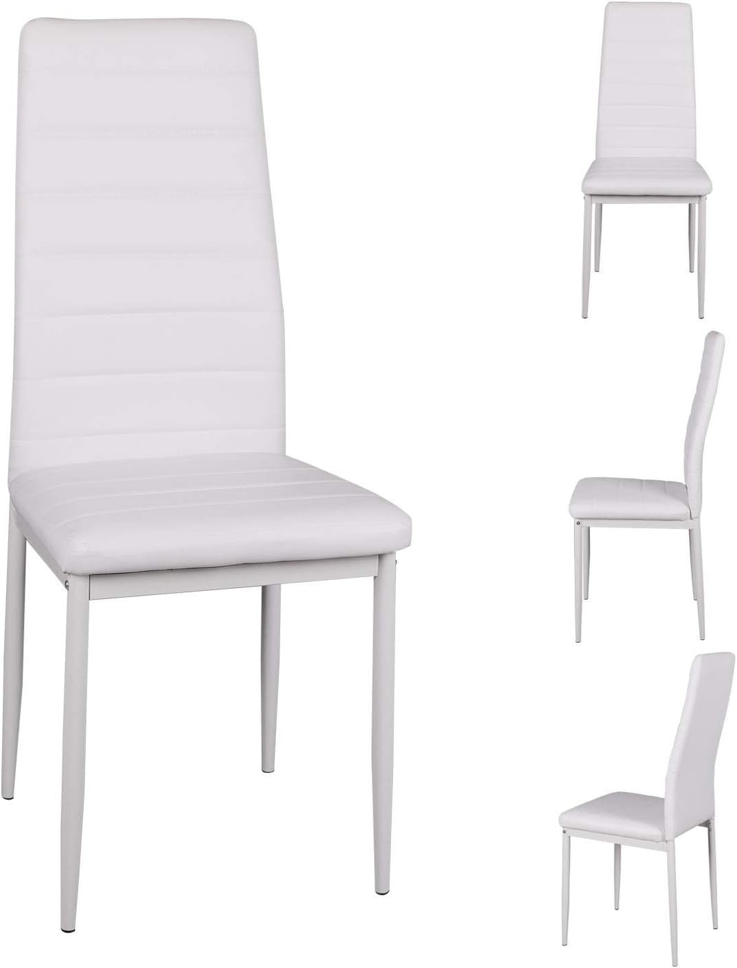 Space-Saving White Drop Leaf Dining Table & 2 High-Back Grey Leather Chairs
