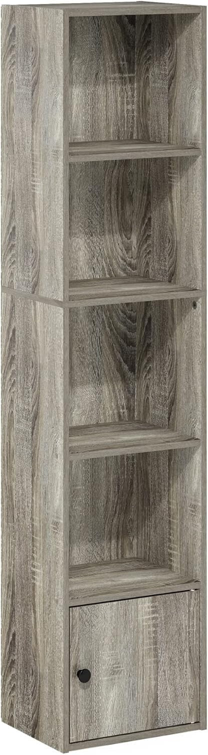 5-Tier French Oak Bookshelf with Cabinet Storage Modern Display Shelf