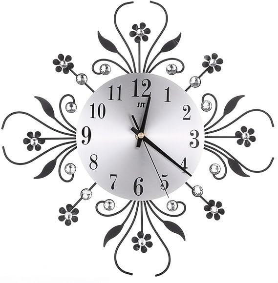 Elegant 3D Flower Metal Wall Clock | Silent Quartz 35cm Art Decor for Home