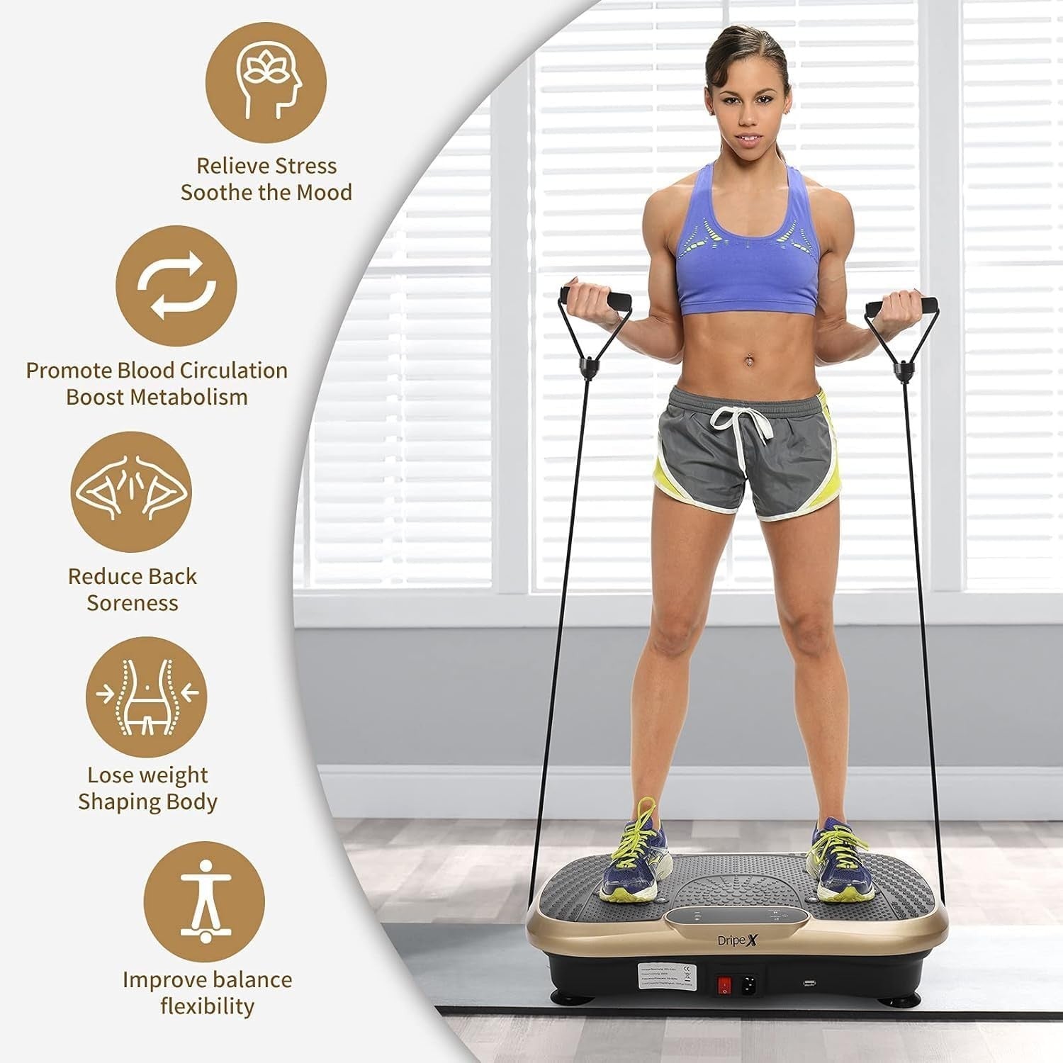 Gold Slim Vibration Plate Fitness Platform 99 Speed Home Shaper