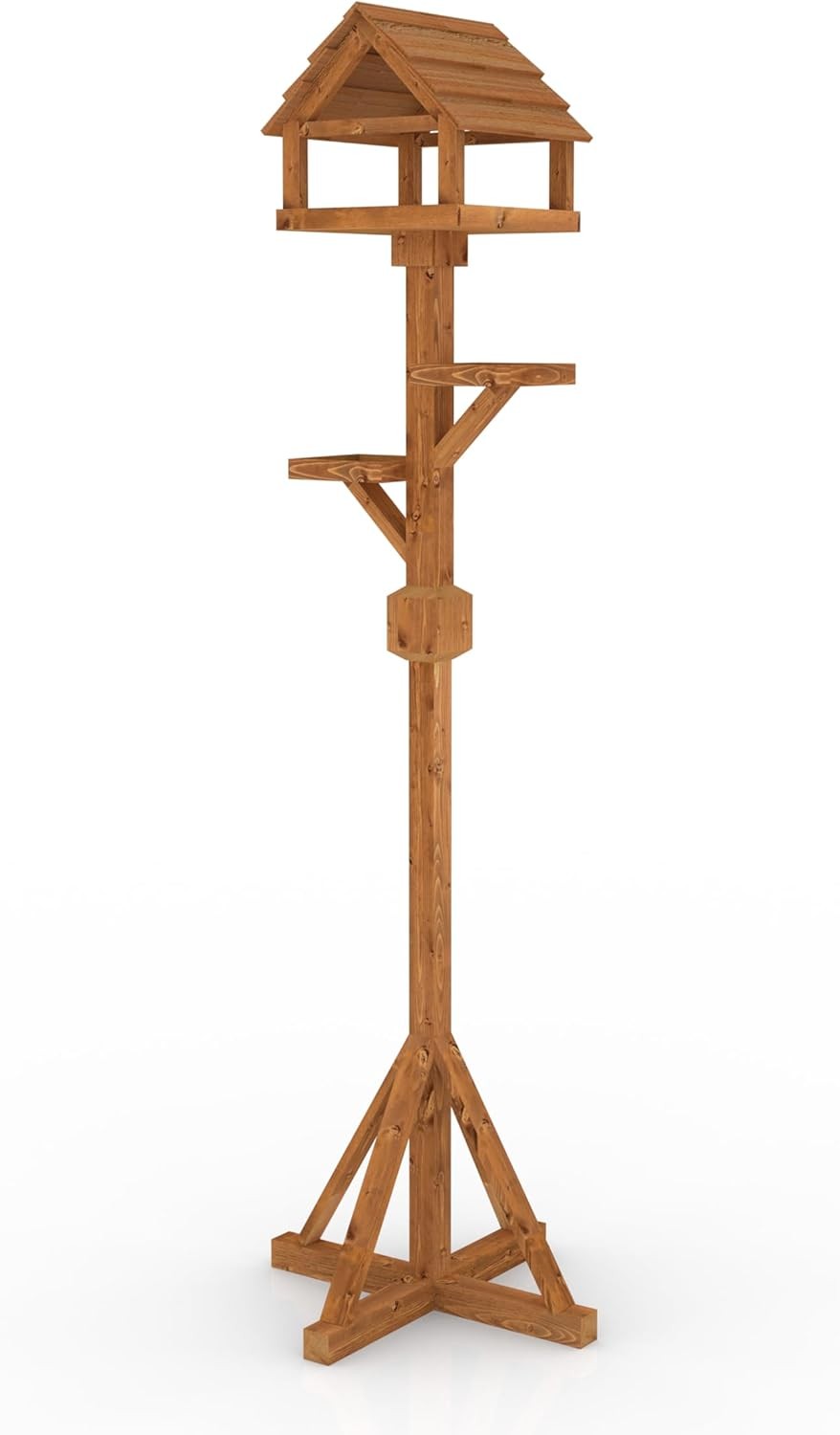 Luxury Wooden Bird Feeding Table | Outdoor Pine Bird Bath & Feeder Stand