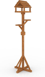Luxury Wooden Bird Feeding Table | Outdoor Pine Bird Bath & Feeder Stand