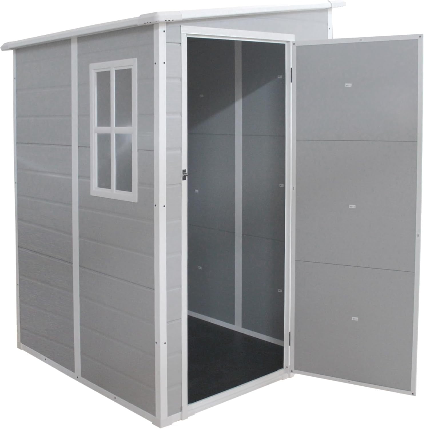 Plastic Garden Storage Shed 4.6x4ft Waterproof Outdoor Tool Shed with Floor Grey