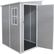 Plastic Garden Storage Shed 4.6x4ft Waterproof Outdoor Tool Shed with Floor Grey
