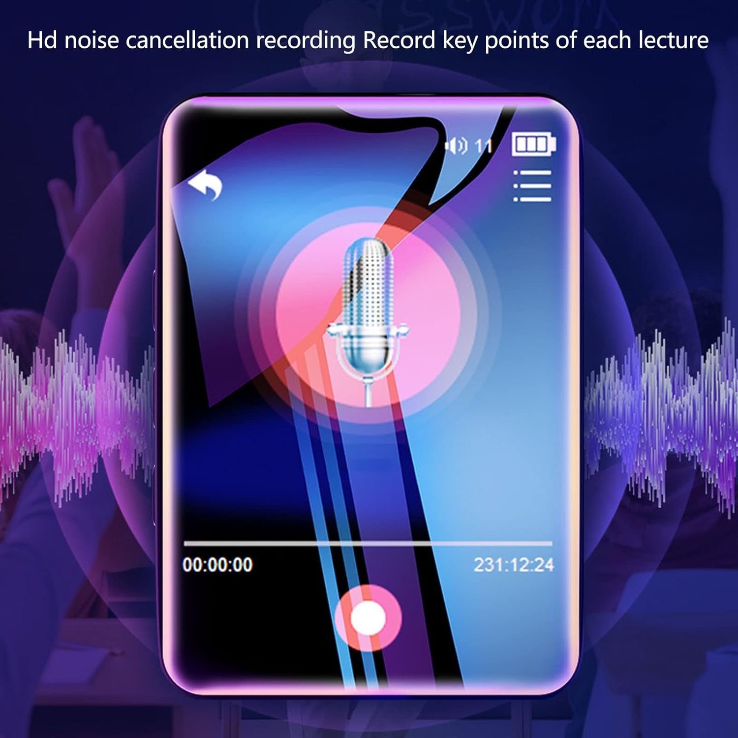 MP3 Player Bluetooth 2.4" Touch Screen Speaker FM 128GB