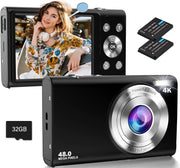 4K 48MP Digital Camera Autofocus Compact Camera 32GB 16X Zoom Black