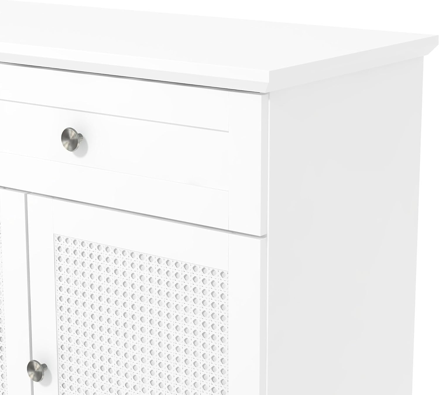 White Rattan Sideboard Cabinet 3 Door 2 Drawer Storage Unit Kitchen