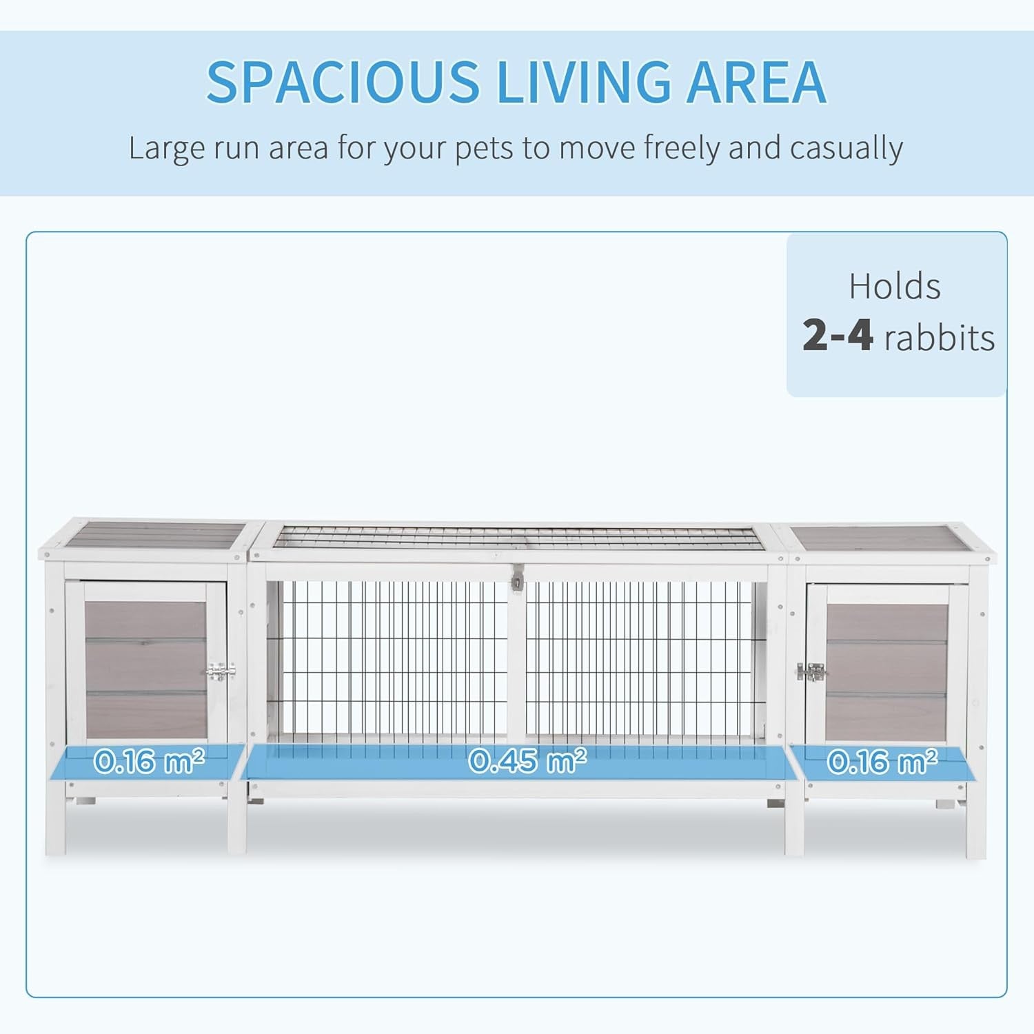 Large Indoor Rabbit Hutch Wooden Guinea Pig Cage with Run Slide Out Tray
