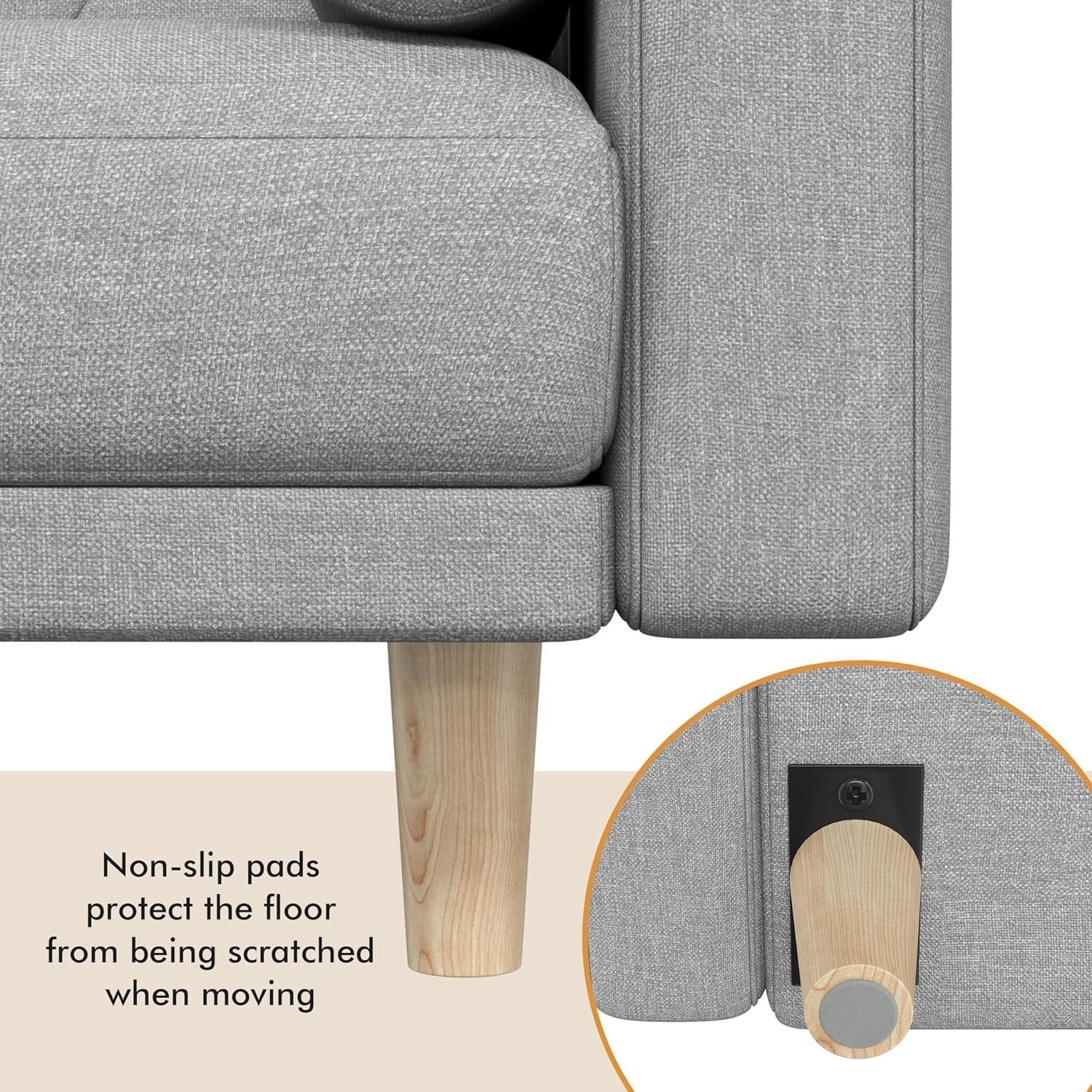 Light Grey 3 Seater Sofa Bed Click Clack Modern Couch with Pillows Small Space