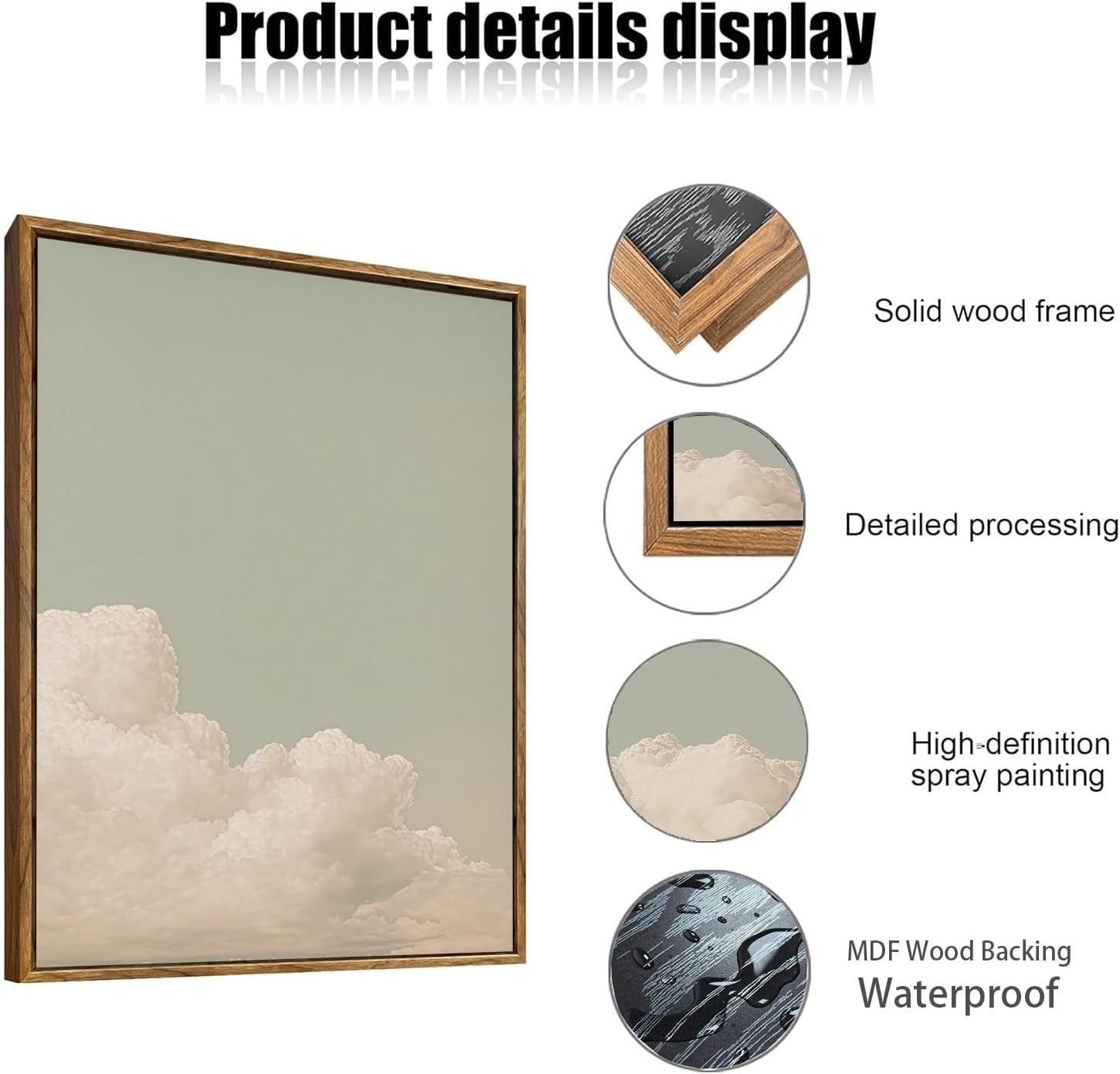 Framed Abstract Cloud Canvas Wall Art Set of 3 12x16in Decor