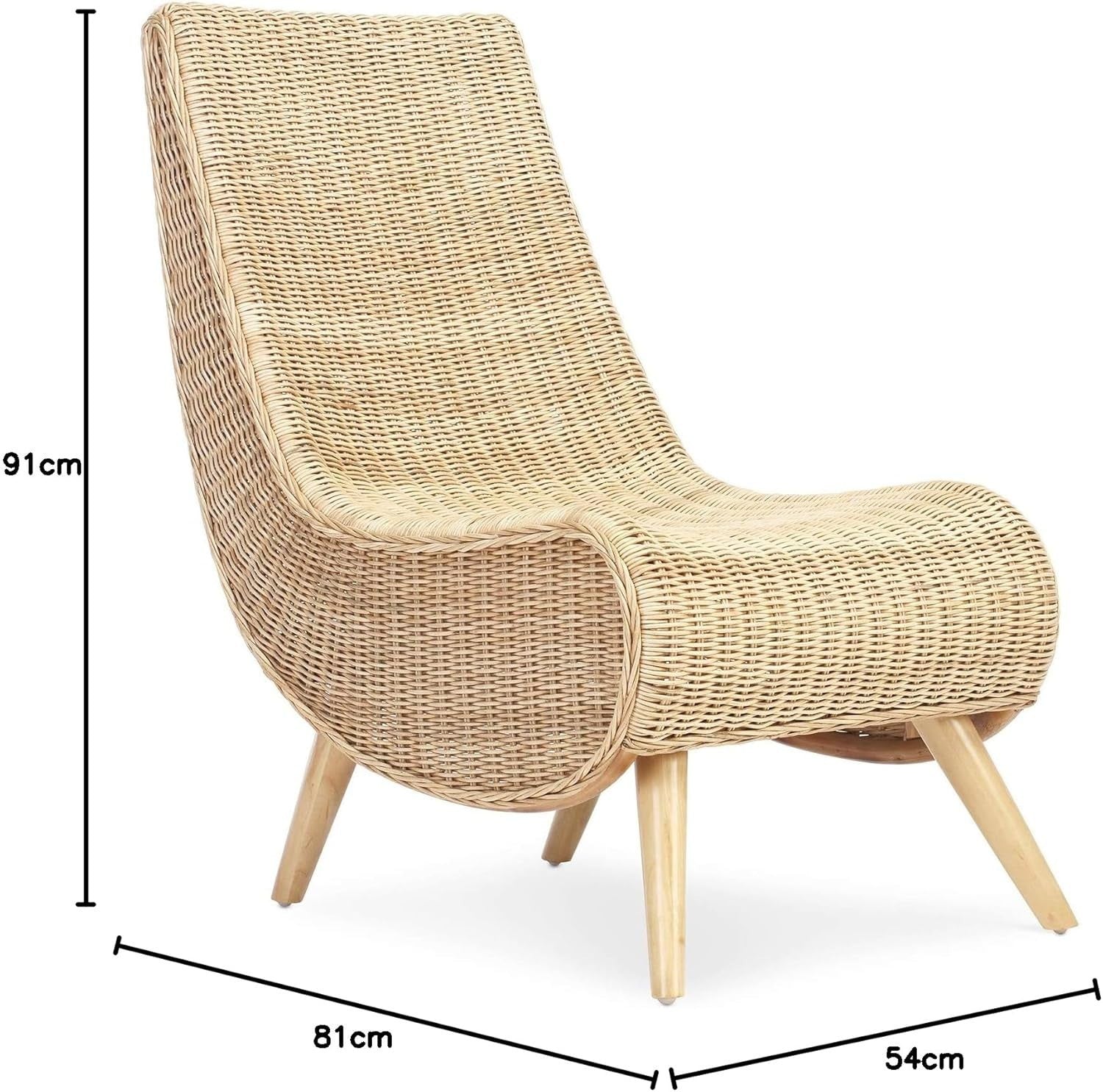 Rattan Wicker Reading Chair Indoor Natural Cane Lounge Armchair