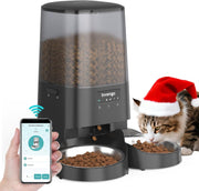 5L WiFi Automatic Cat Feeder Dual Bowl Smart Food Dispenser 2 Pets