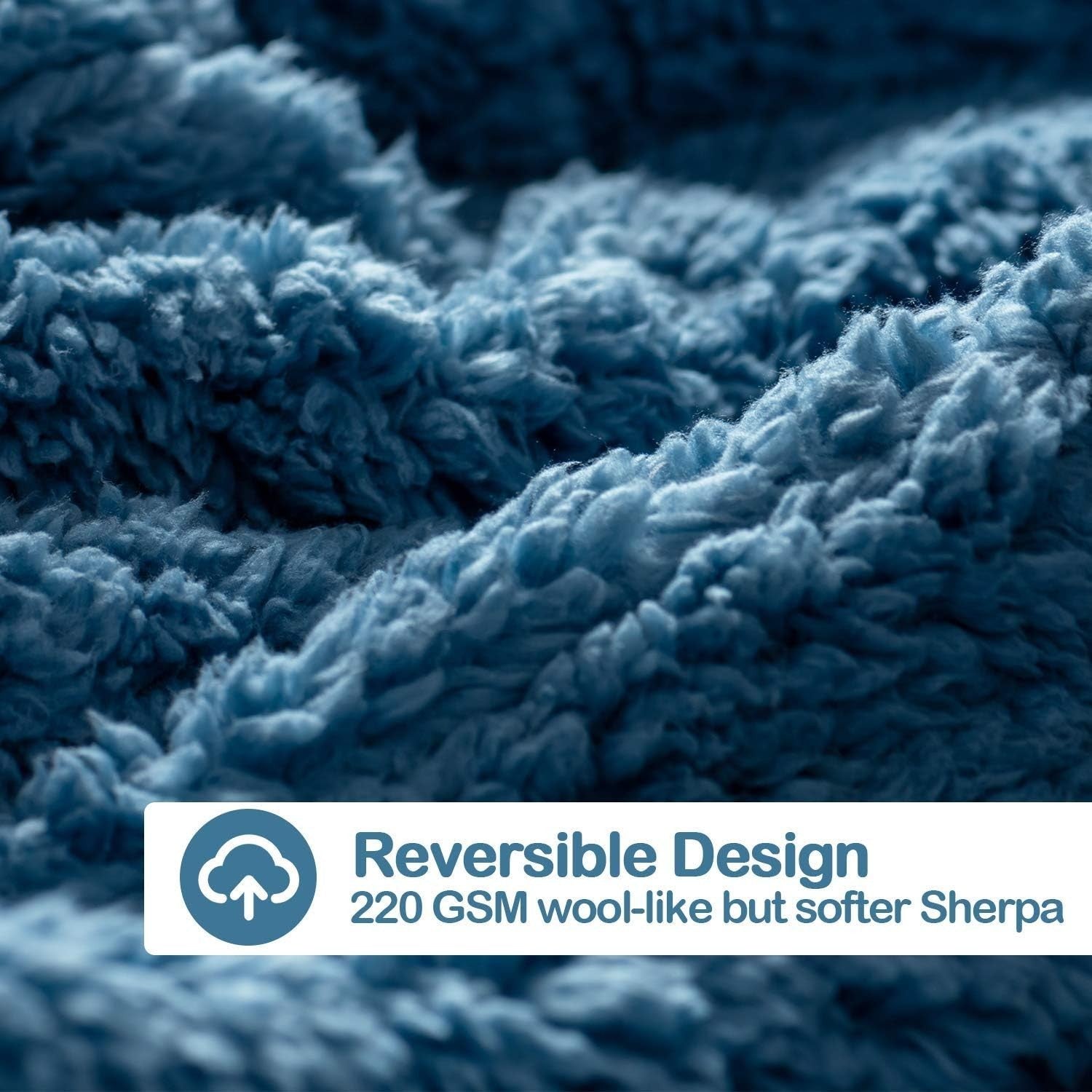 9kg Weighted Blanket Slate Blue Sherpa Plush Fleece 150x200cm for Relaxation