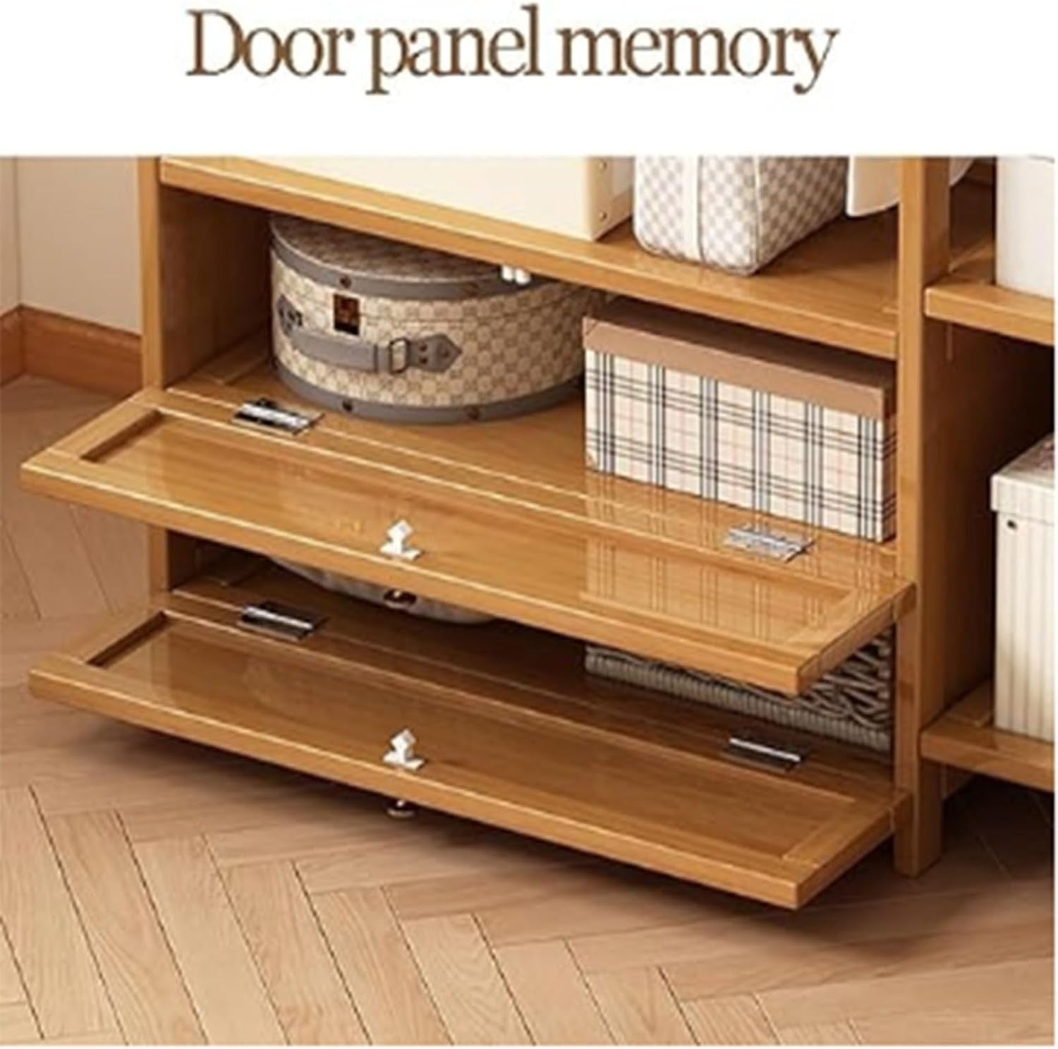 Bamboo Open Wardrobe Clothes Shelf with Drawers & Hooks 100cm