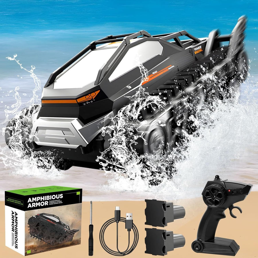 All-Terrain Amphibious RC Car – Remote Control Truck w/ Stunts & 2 Batteries