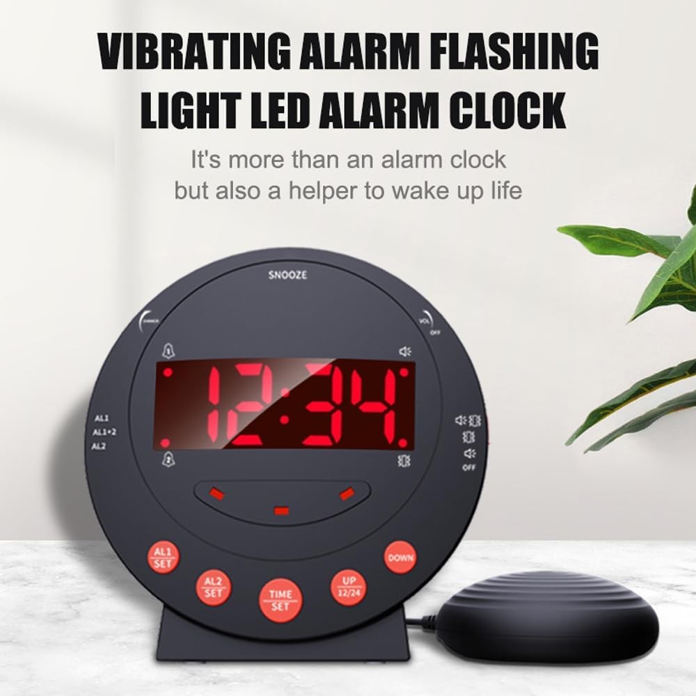Loud Vibrating Alarm Clock Bed Shaker for Heavy Sleepers Deaf Elderly