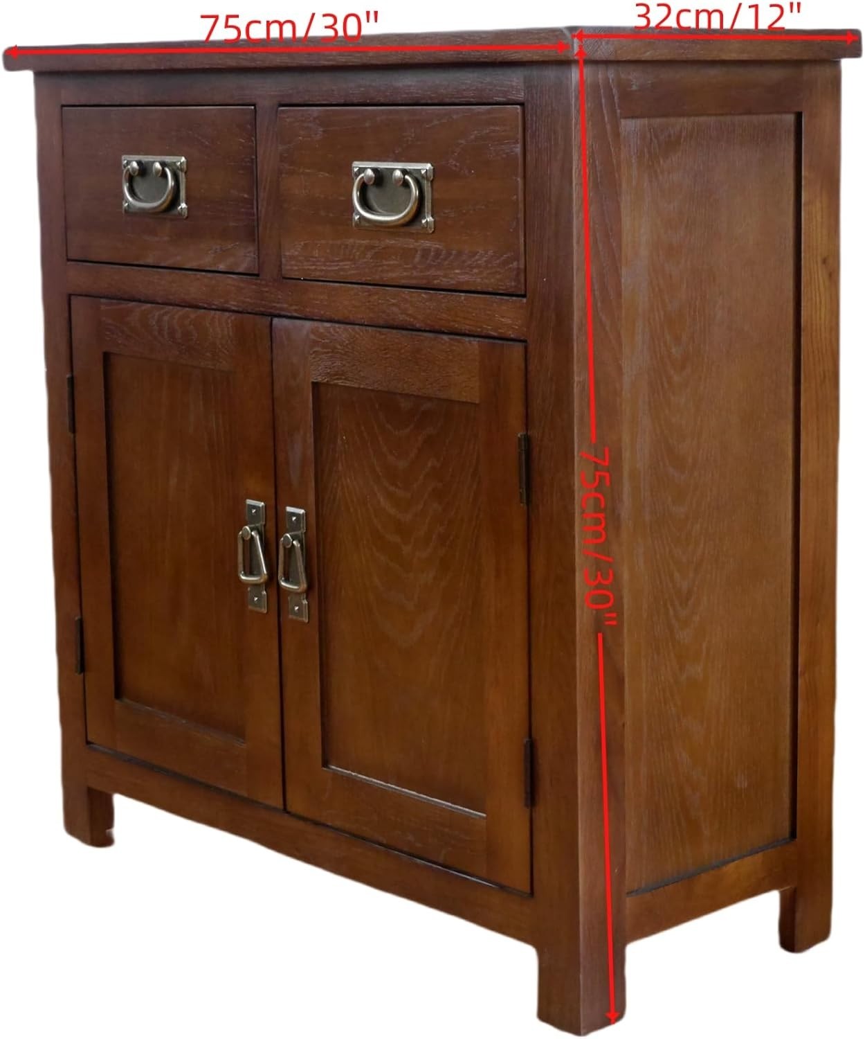 Small Solid Oak Sideboard Cabinet 2 Door 2 Drawer Hallway Storage Unit