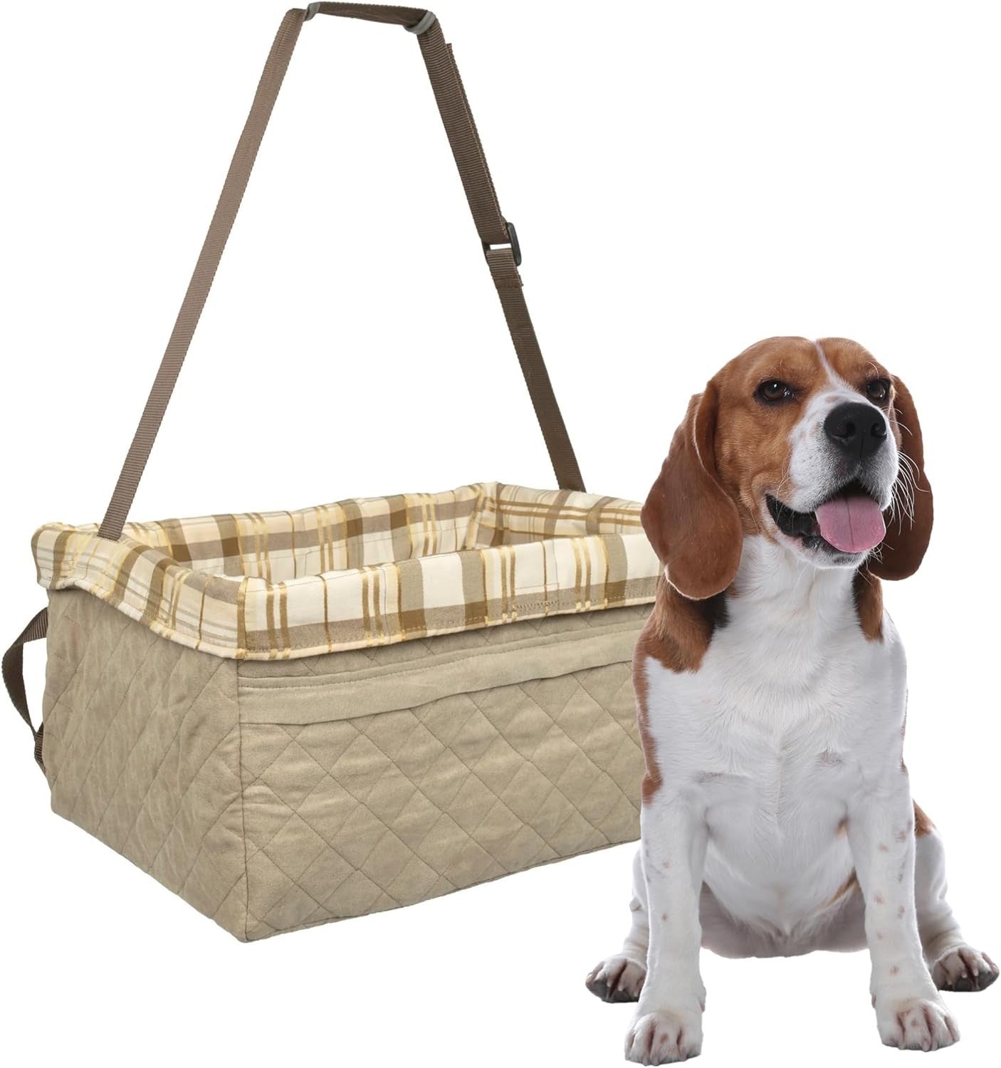 Large Dog Car Booster Seat Elevated Pet Travel Bed Safety Harness 25lb