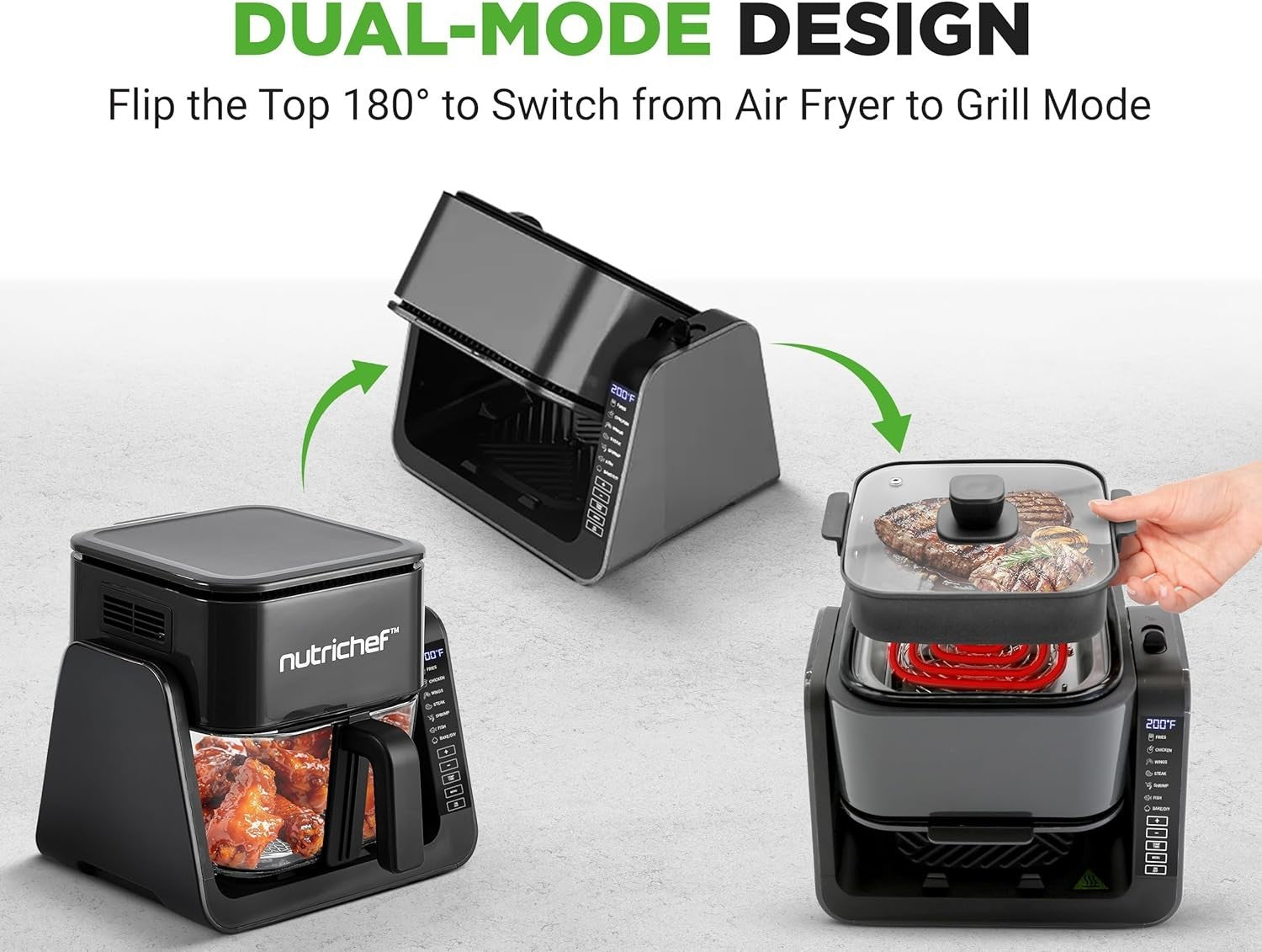 Air Fryer Grill Combo 4L Glass Pot 1500W Oil Free Clear Bowl Temp Control