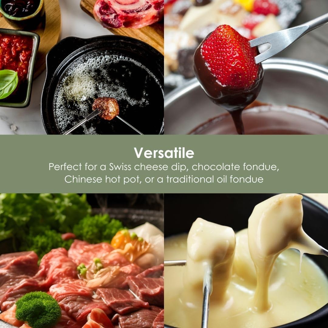 Electric Fondue Set 2.3L Cheese Chocolate Pot 6 Forks Black