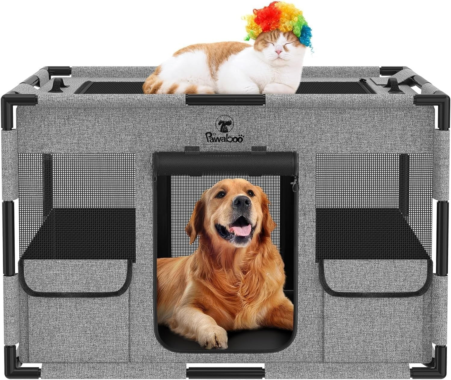 Extra Large Portable Dog Playpen 91x61x61cm Waterproof Breathable Mesh