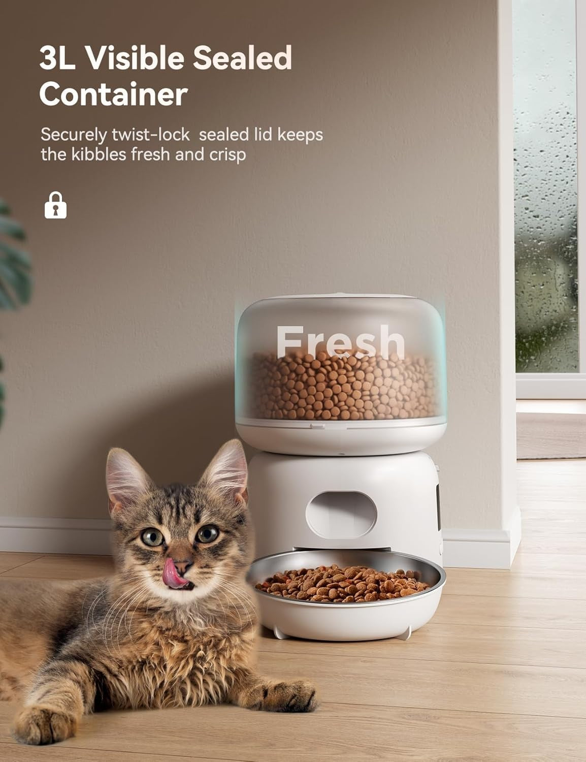 Automatic Cat Feeder WiFi App Control 3L Timer Food Dispenser Smart Pet Feeder