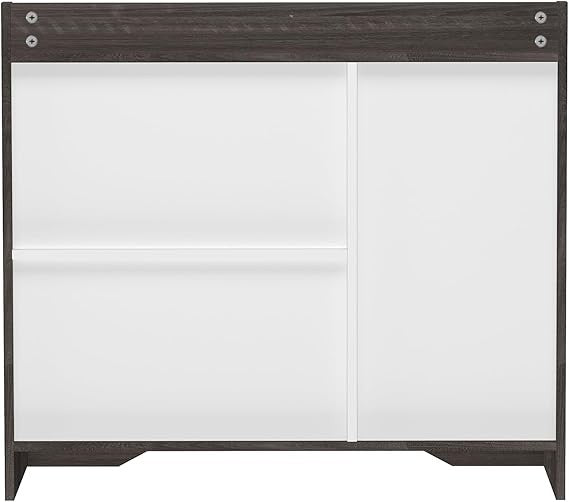 Modern Grey Shoe Storage Cabinet with Drawer & Shelf, Large Hallway Unit