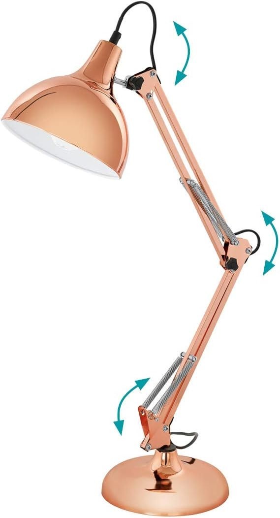Adjustable Vintage Copper Desk Lamp with E27 Socket & Switch, 71cm