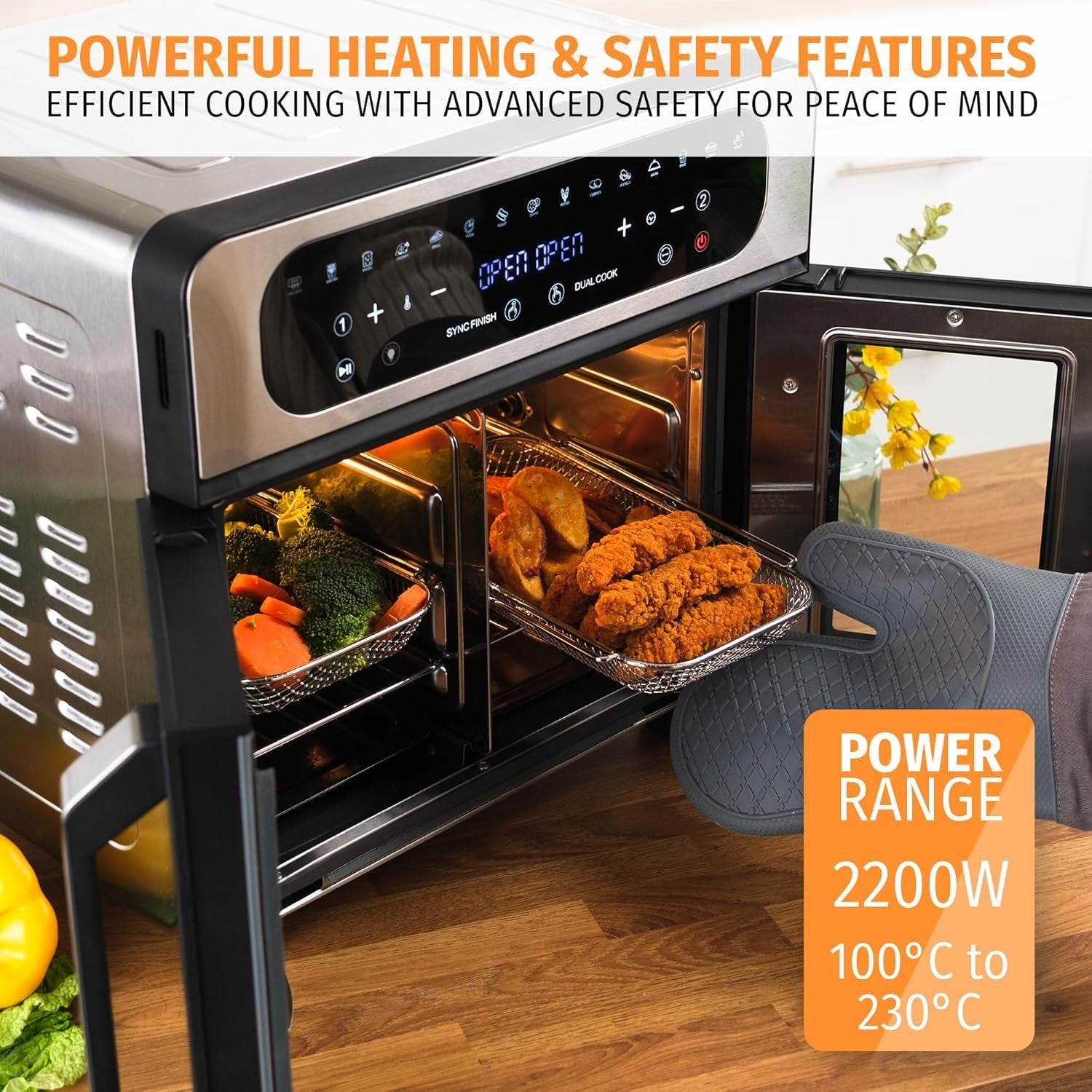20L Air Fryer Oven French Doors 2200W 13 Modes Touchscreen 12 Accessories