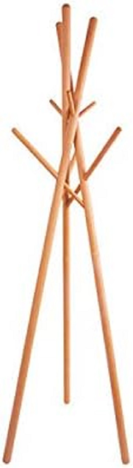 Natural Beech Wood Coat Rack Freestanding 9 Hooks Modern Tree Stand No Screws