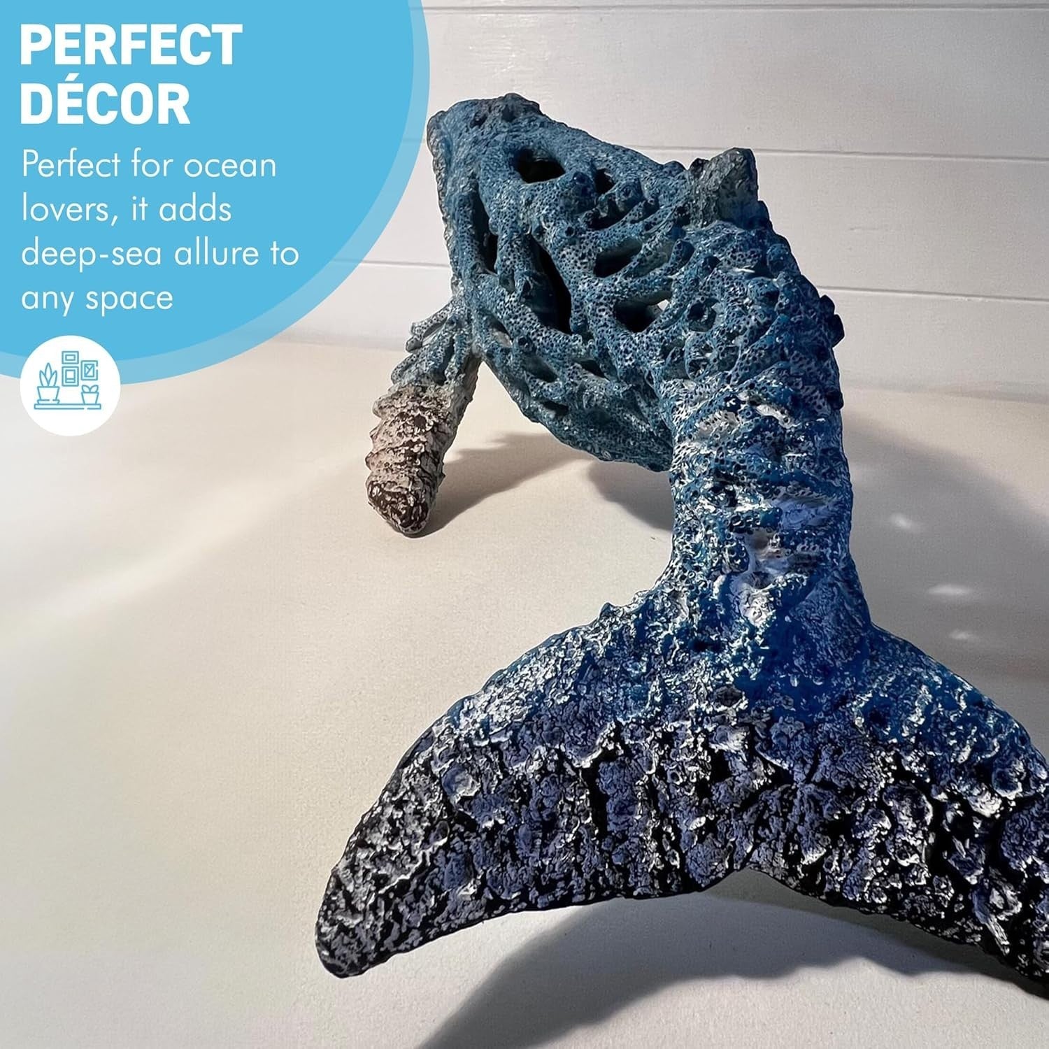 Large Hand-Painted Humpback Whale Ornament 46cm | Nautical Ocean Decor Resin Art