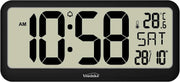 Large Silent Wall Clock Jumbo LCD Radio Controlled Temperature Display