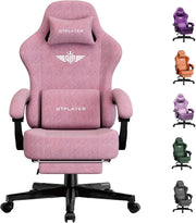 Pink Gaming Chair Ergonomic Office Seat w/ Footrest Lumbar Support