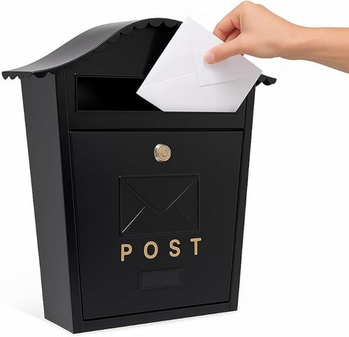 Lockable Cast Iron Wall Mailbox – Weatherproof Post Box for Home | Easy Install
