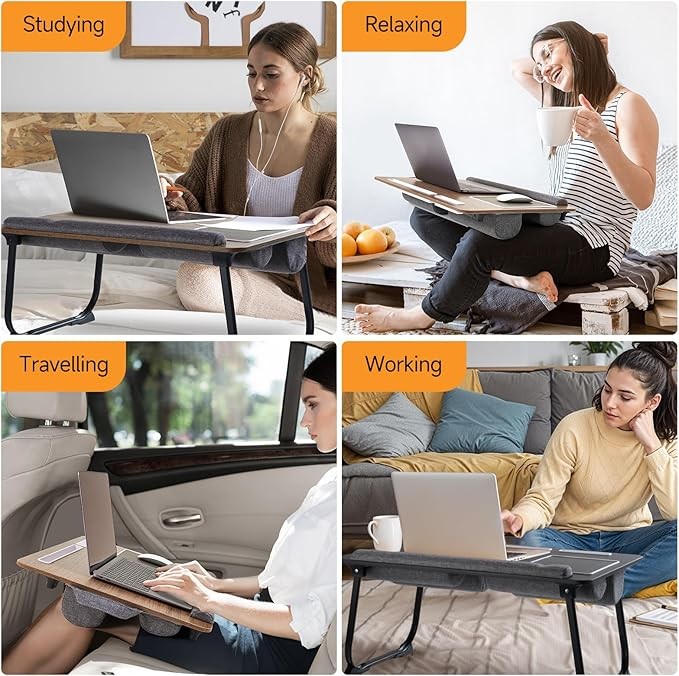 Laptop Tray Lap Desk Foldable Legs Cushion Bed Desk 40x60cm Mouse Pad