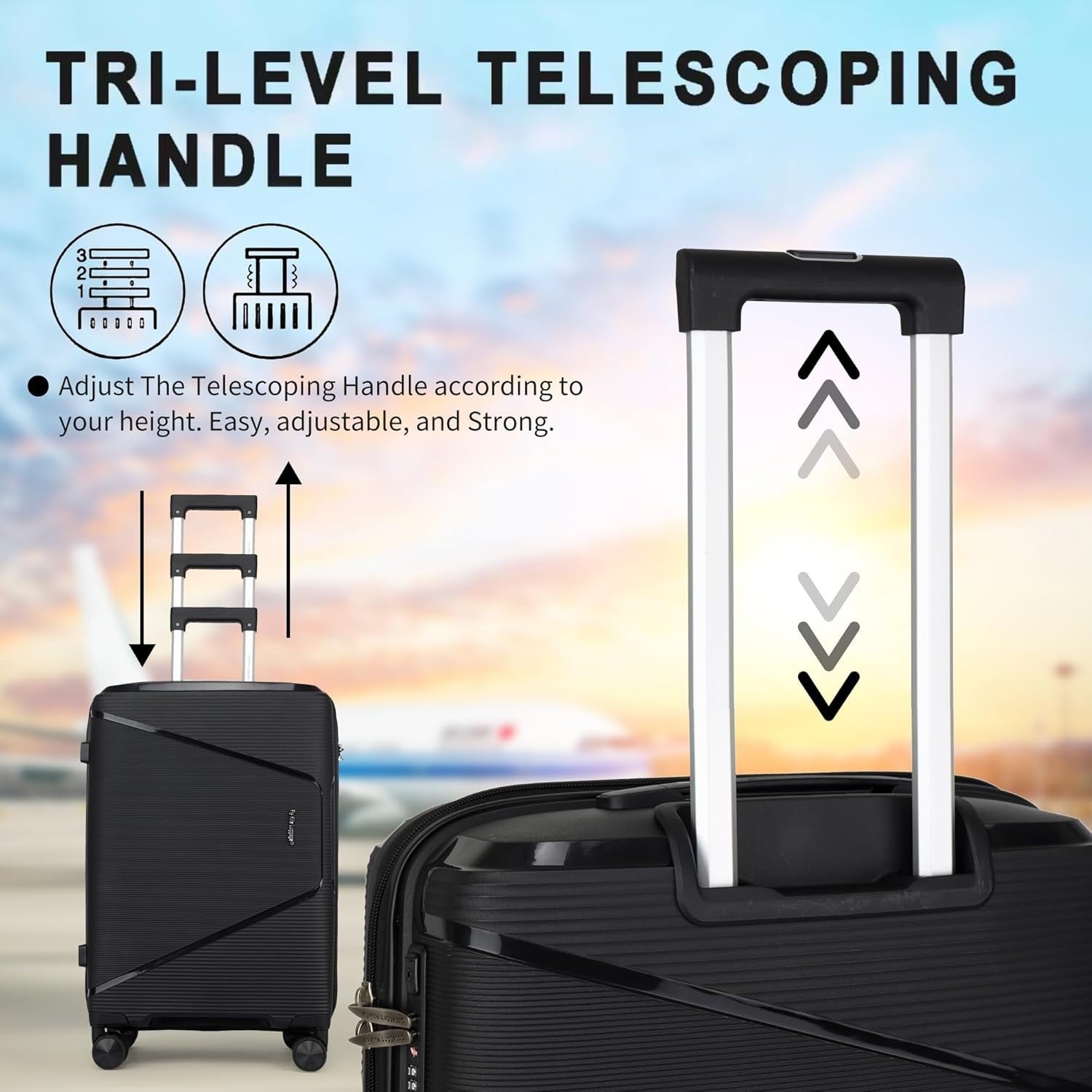 20in Carry On Hard Case Polypropylene TSA 3 Digit Lock 360 Wheels