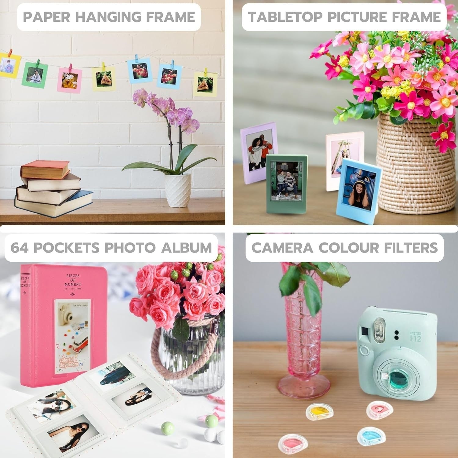 Instant Camera Bundle 40 Film Shots Case Album Filters Photo Kit