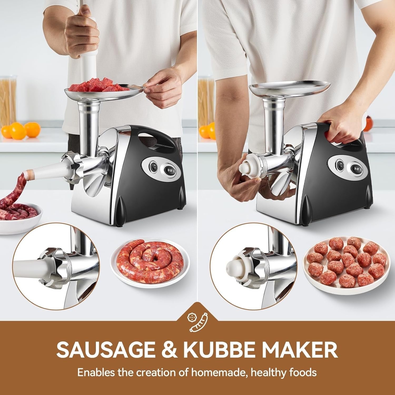 2800W Electric Meat Grinder Meat Mincer Sausage Maker 3 Grinding Plates