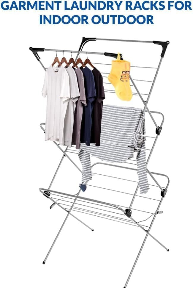 3 Tier Clothes Airer Foldable Alloy Steel Laundry Dryer Indoor Outdoor