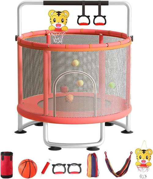 5FT Kids Trampoline Indoor Outdoor Toddler Play Gym Enclosure Hoop Set