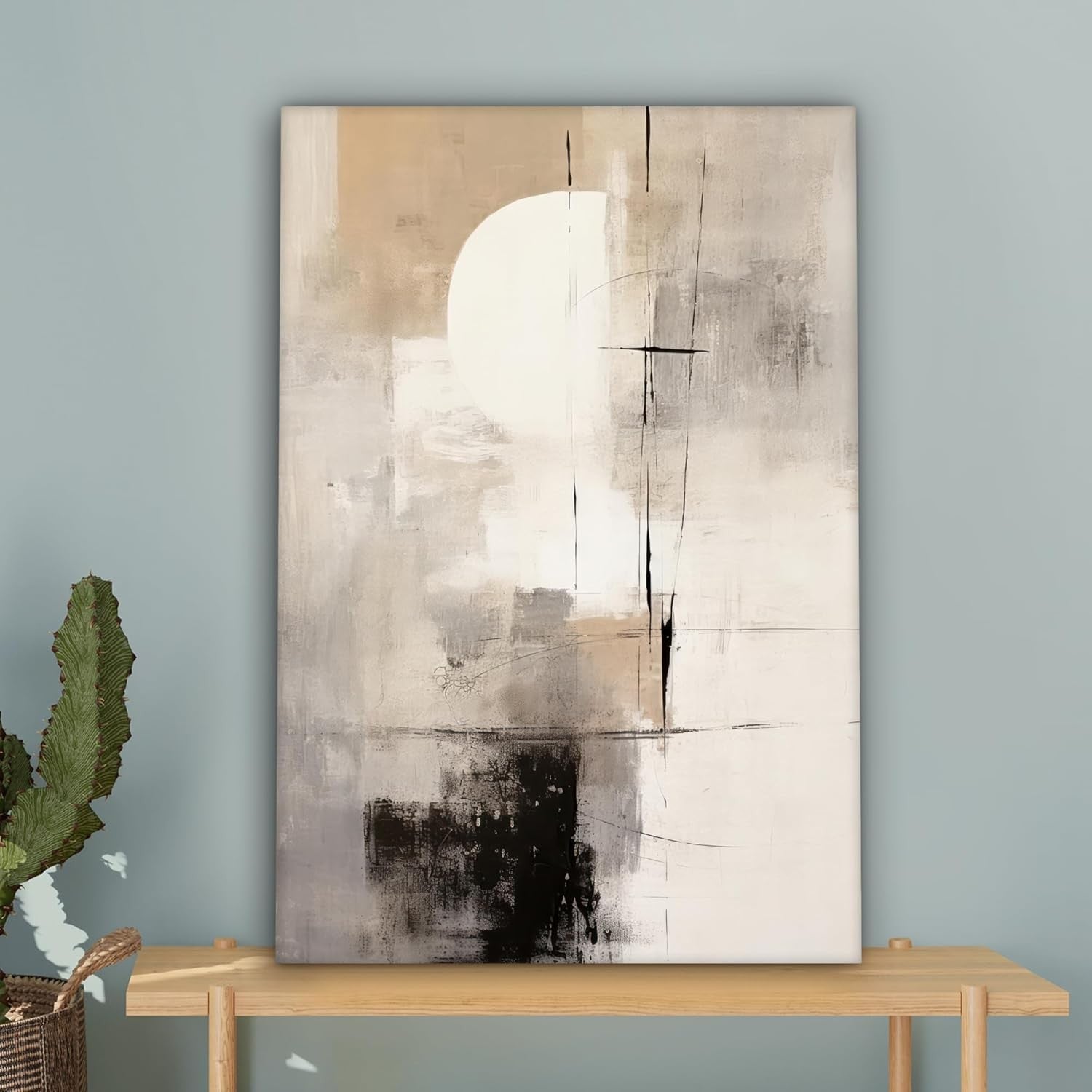 Abstract Canvas Wall Art 60x90cm Framed Modern Grey Living Room